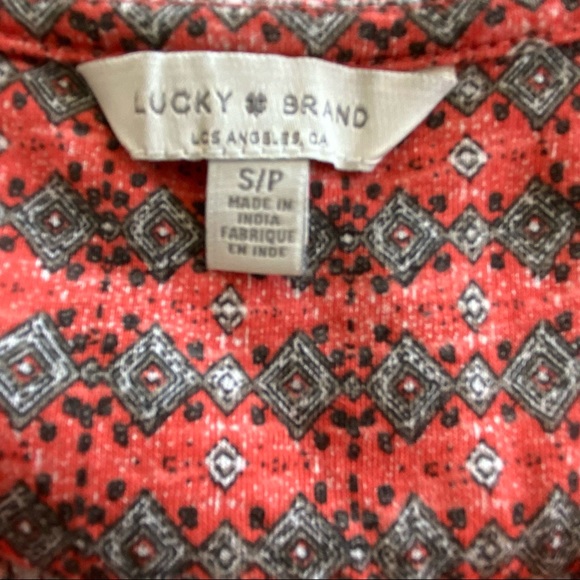 Lucky Brand Boho Peasant Top w Tassels Orange & Ribbed Tank w Lace - Picture 6 of 12